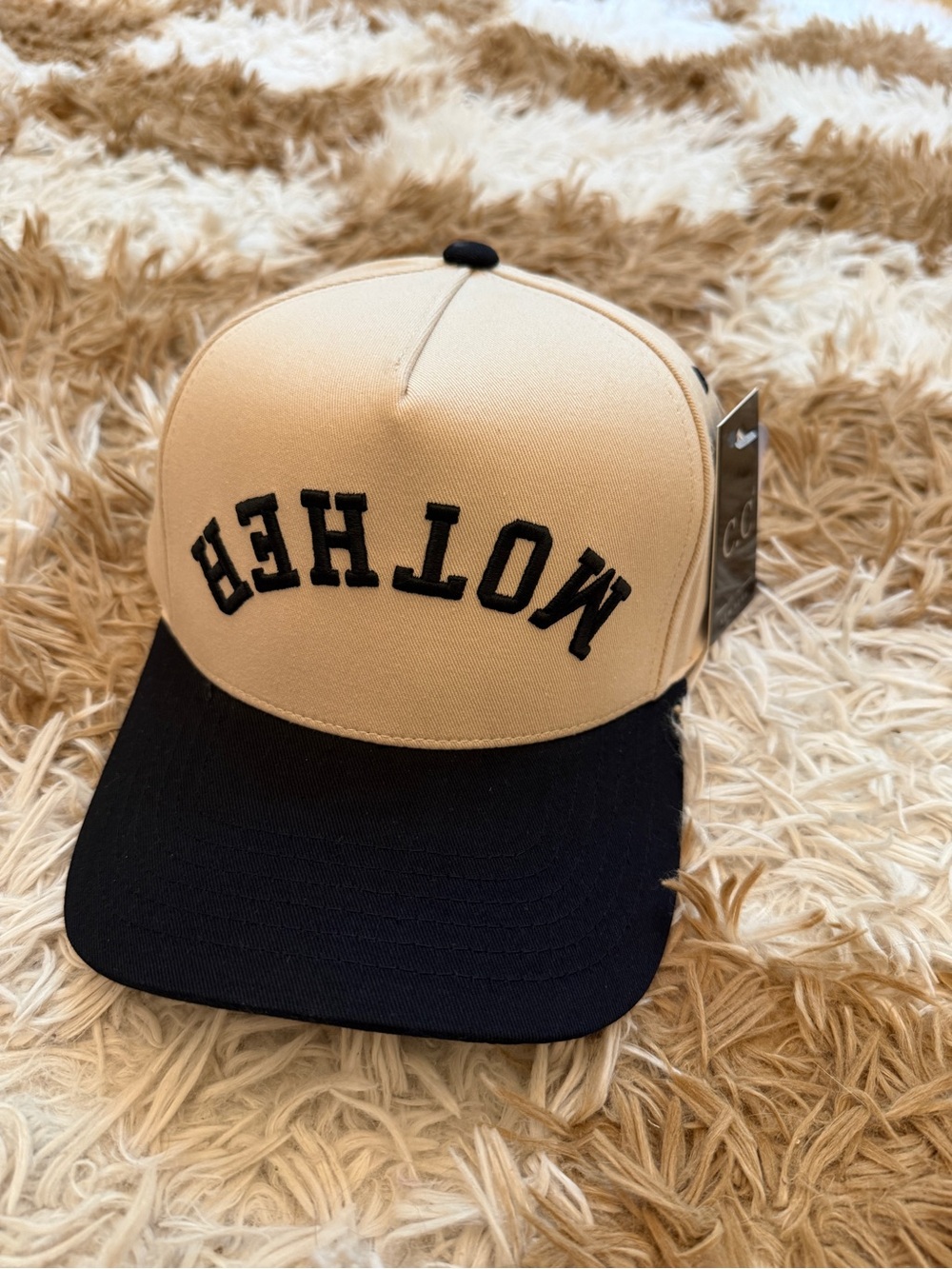 C&C California Two-Tone Beige and Black 'MOTHER' Cap